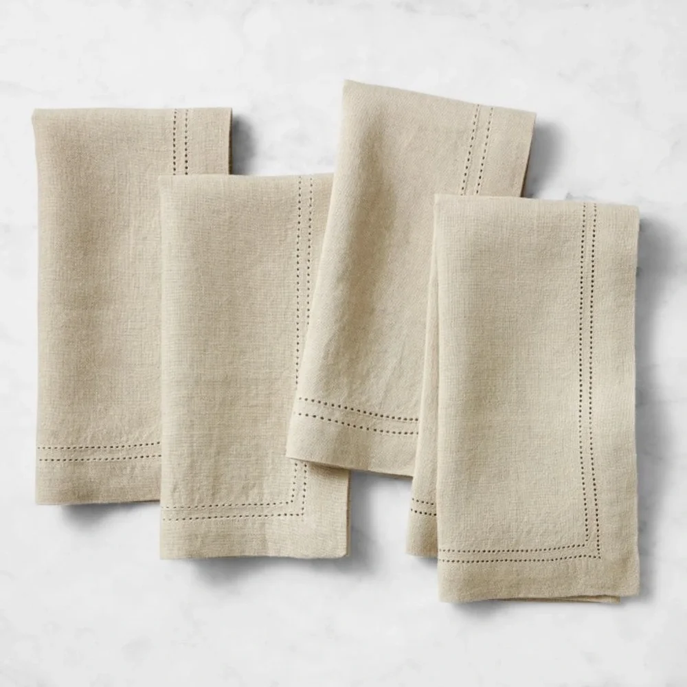 Williams Sonoma Linen Napkins in Flax ~ Set of three
